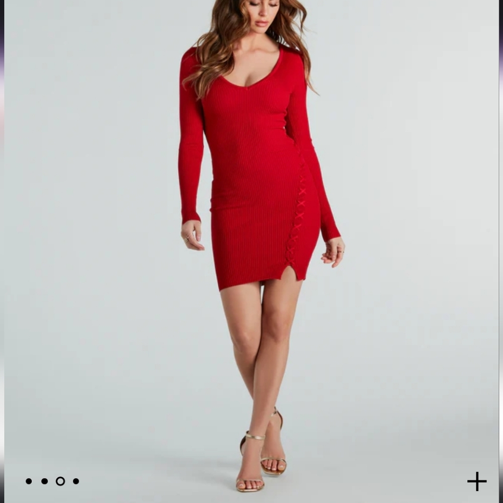 Stylishly Elevated Lace-up Sweater Dress